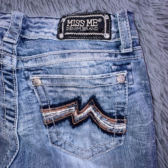 Miss Me Jeans Womens 27 Bootcut Embellished Pocket Medium Wash Flare Bell Bottom - Picture 11 of 15